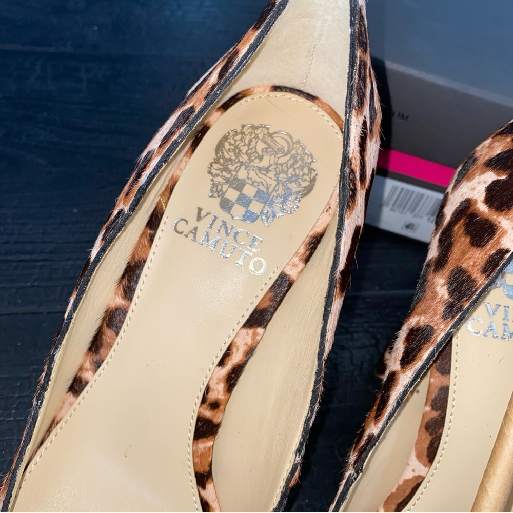 Vince Camuto Haircalf Block Heel Pumps Sz 8.5M Candera Animal Leopard Print New - Picture 13 of 16